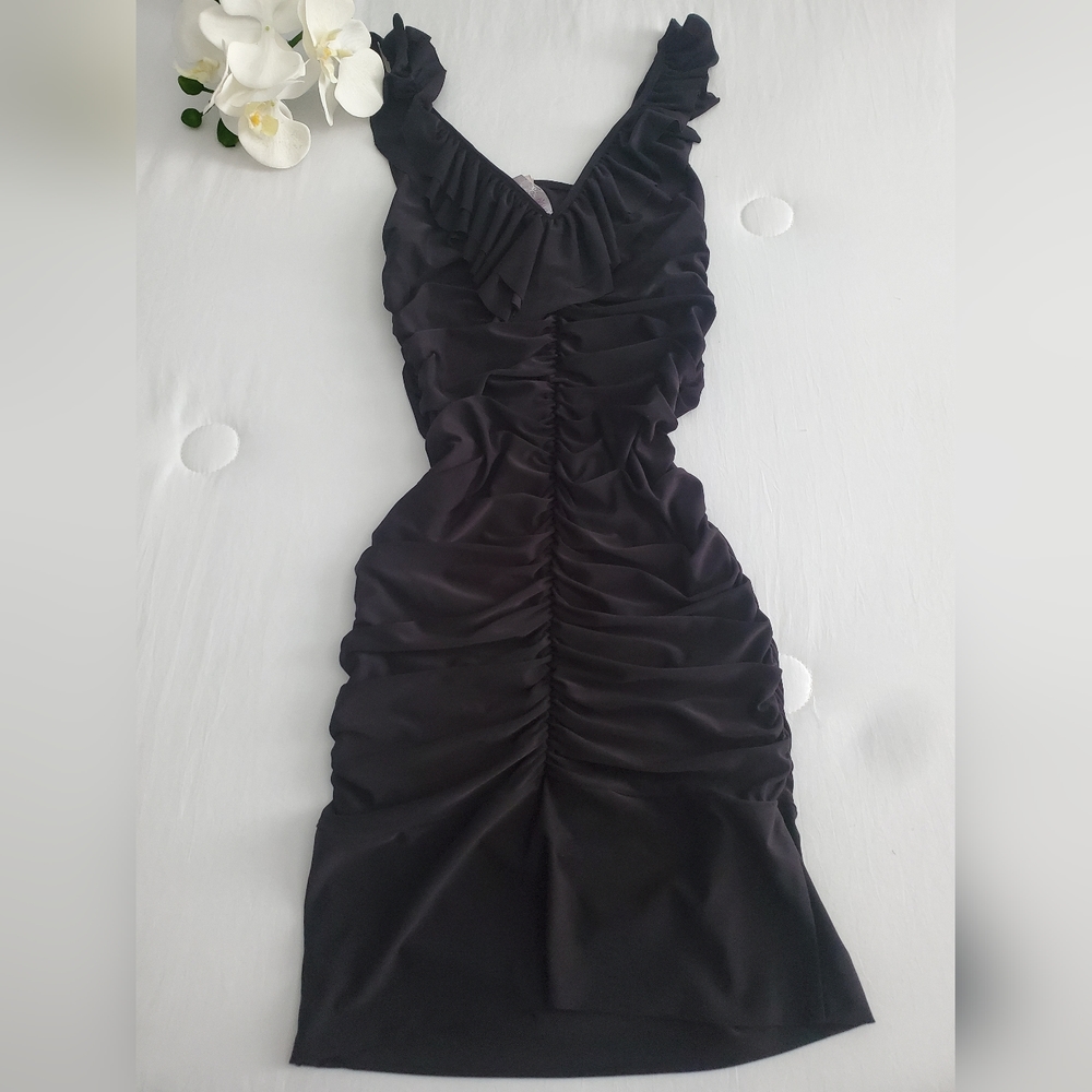 Agaci black rushed dress size S